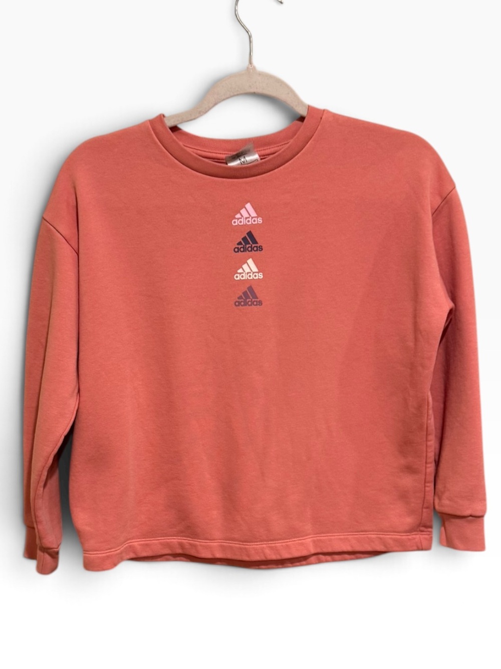 NWOT Adidas Coral Crew Sweatshirt with Stacked Logo Cropped